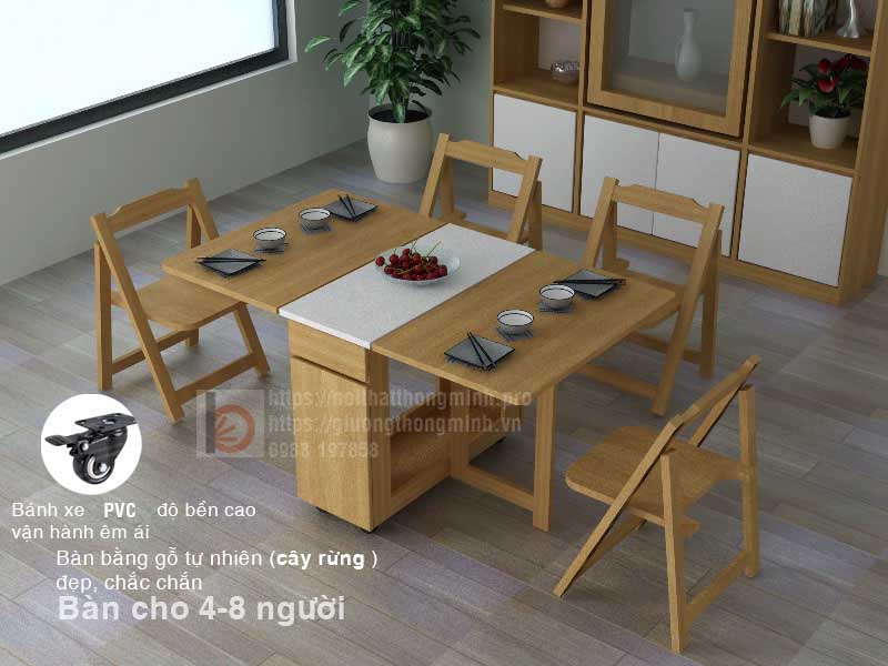 Bàn ăn thông minh gấp gọn 4 ghế