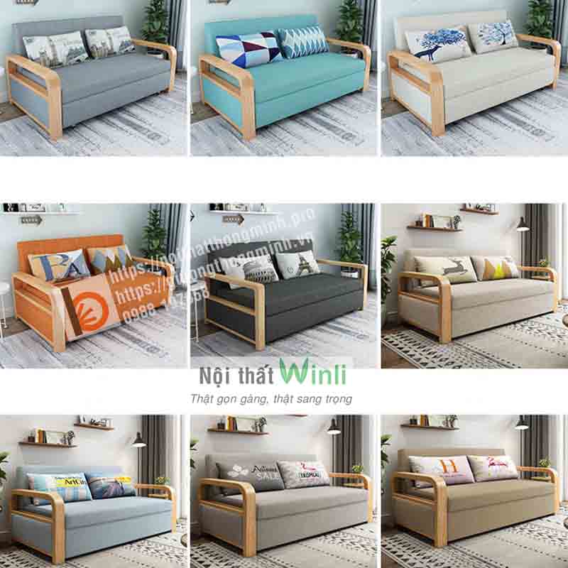 sofa giường gỗ nan sắt tay cong3 sofa giường gỗ nan sắt tay cong3