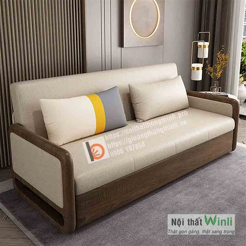 Sofa giường thông minh bọc nỉ viền gỗ- NVG Sofa giường thông minh bọc nỉ viền gỗ NVG