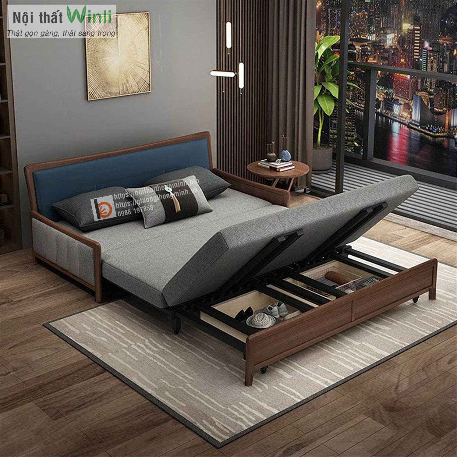sofa giường tay gỗ bọc nỉ1-tnt sofa giường tay gỗ bọc nỉ1 tnt