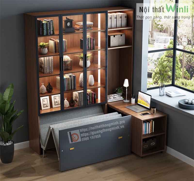 giường xếp thông minh kèm tủ sách và bàn học giường xếp thông minh kèm tủ sách và bàn học